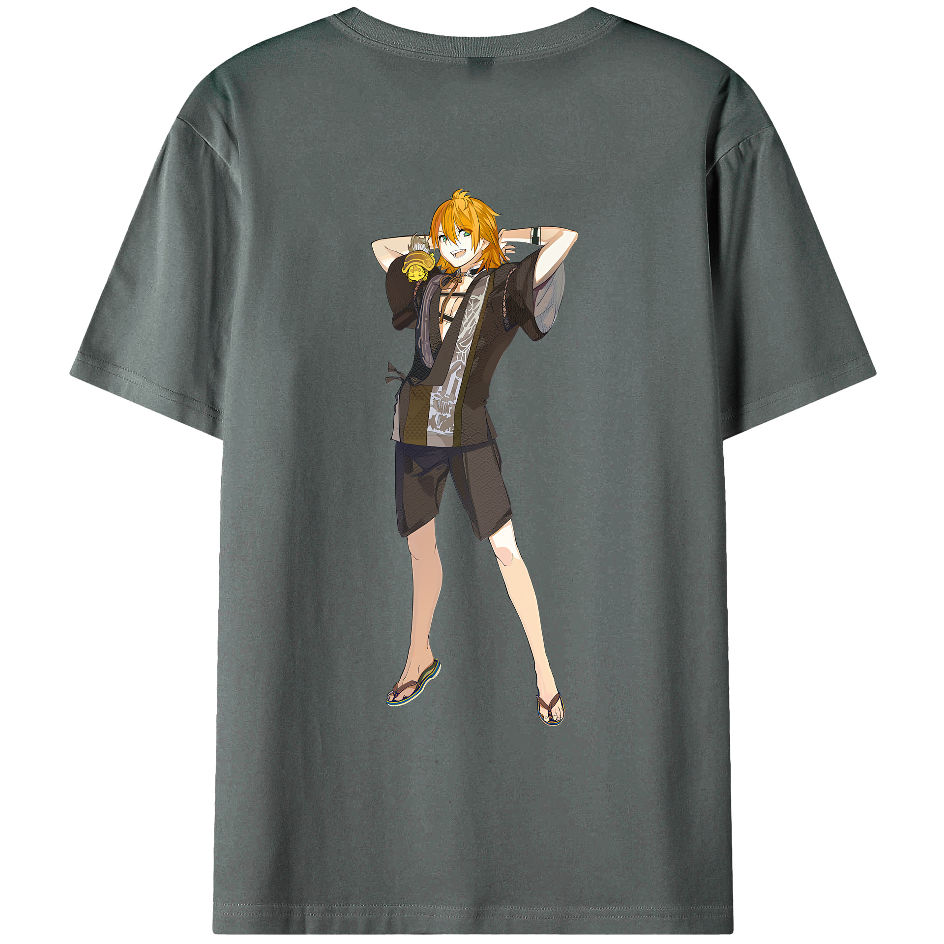 （画像用） 刀剣乱舞 Touken Ranbu 綿100％ メンズ半袖Tシャツ（バックプリント） 通気性